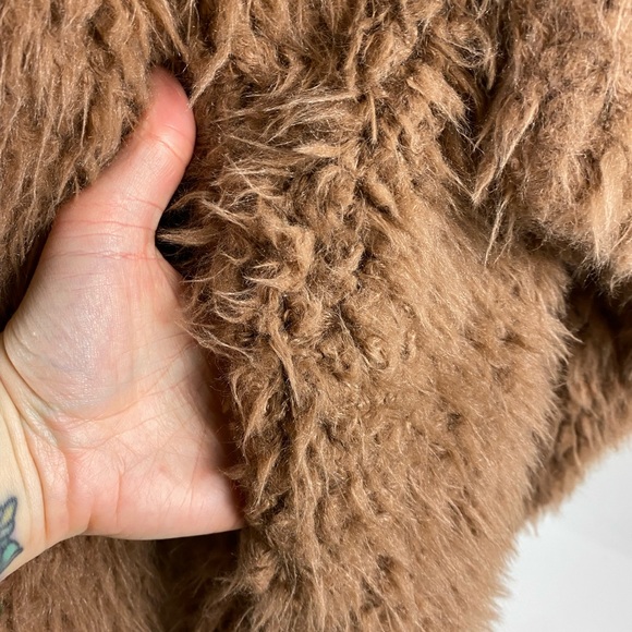 TULAROSA Shaggy Mauve Milennial Pink Faux Fur Open Front Jacket Womens XS - Picture 5 of 8